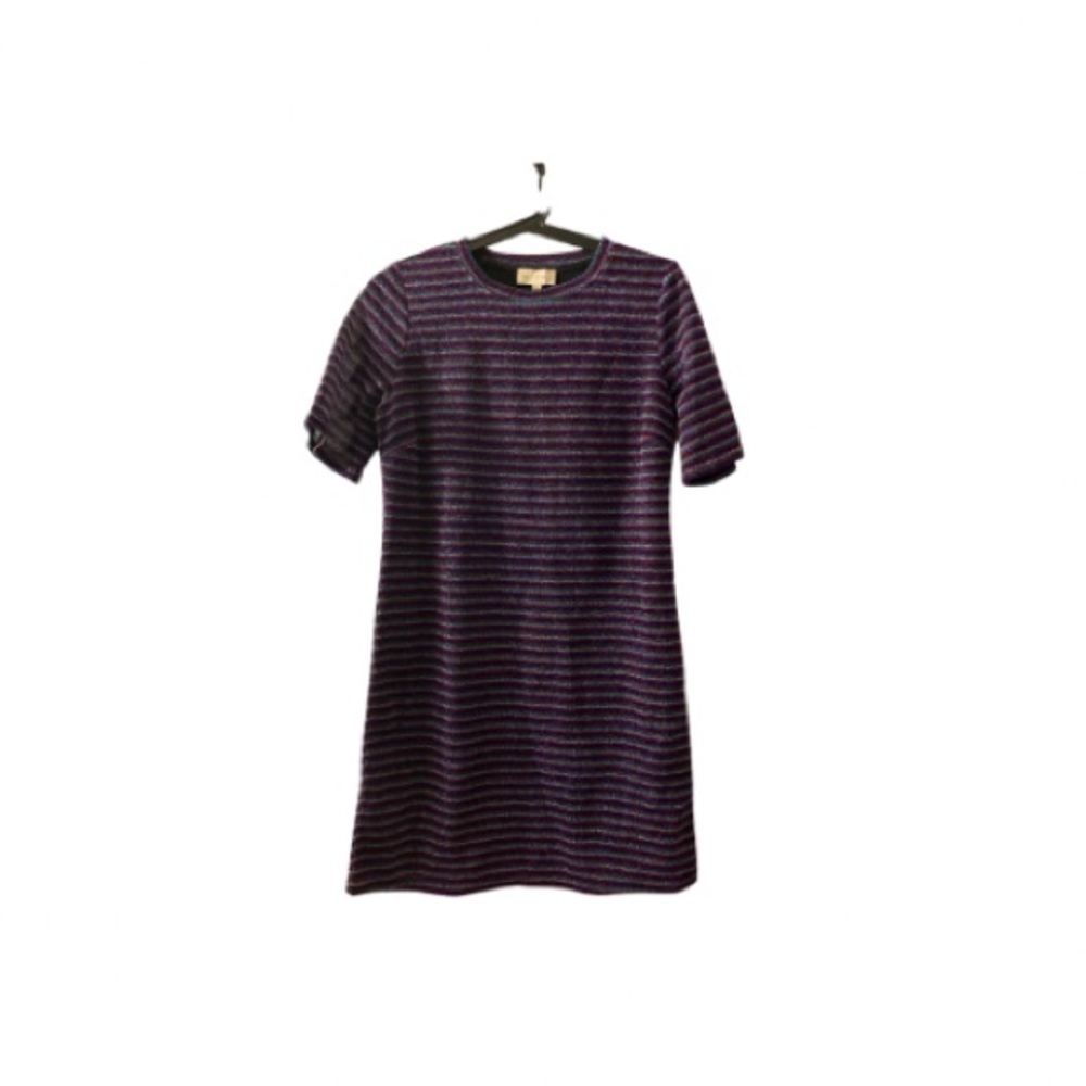 Shimmery Red & purple stripe dress